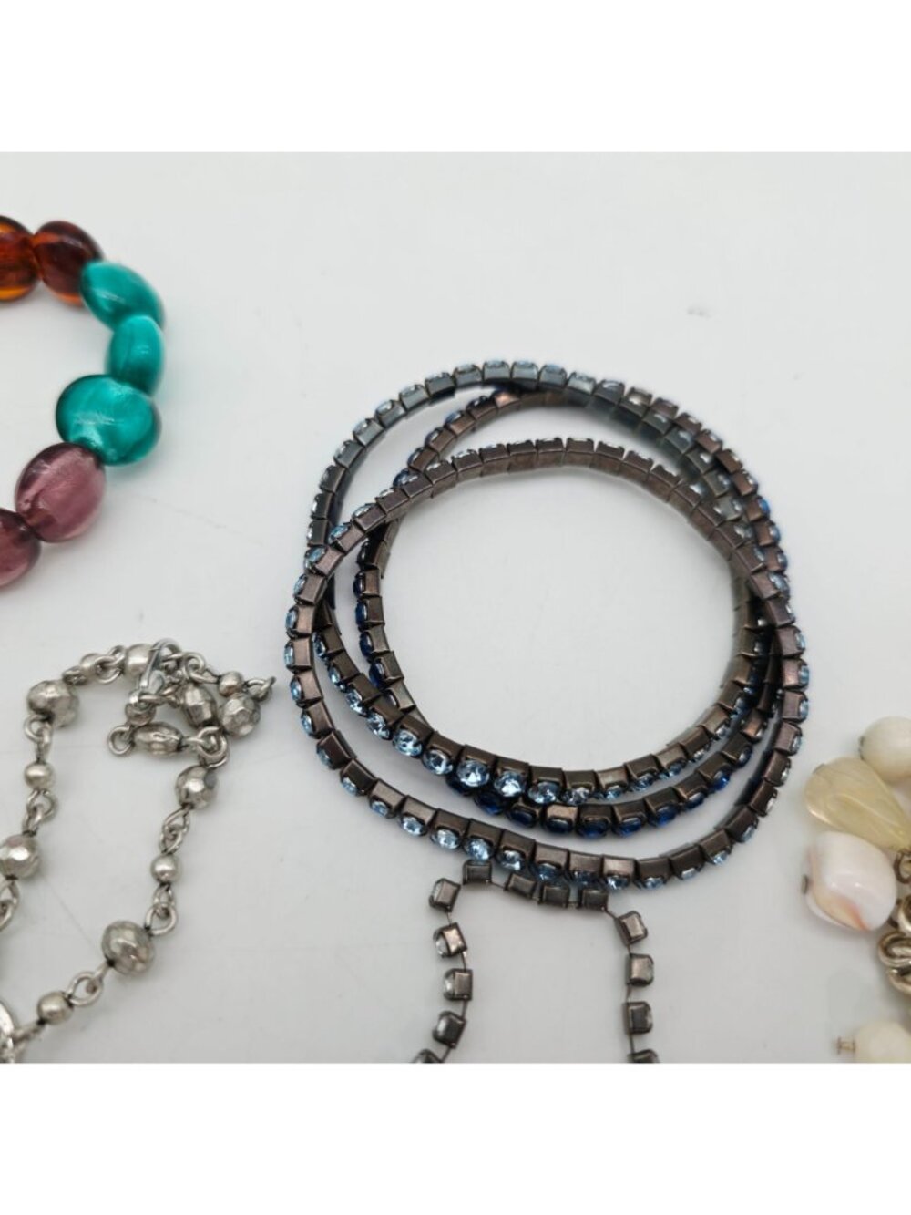 Mixed Lot Of Fashion Bracelets & Bangles Beaded Rhinestone Glass & Metal - Picture 4 of 9